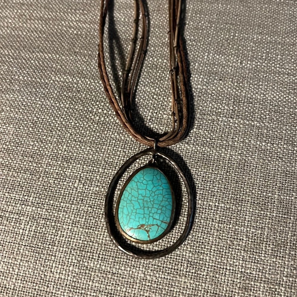 EUC SILPADA STERLING Silver Pendant Turquoise Necklace  N1804 Howlite Bronze